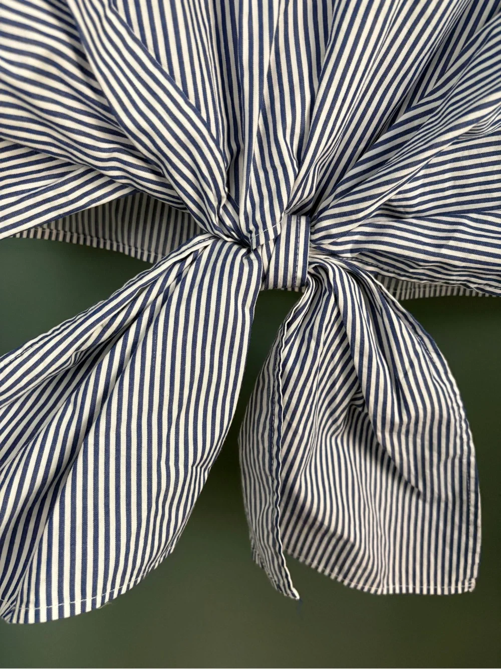 Maeve Women’s 100% Cotton Tie-Front Blouse Blue Stripe Size XS